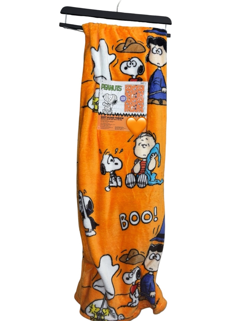 Peanuts Orange Halloween Plush Throw Blanket